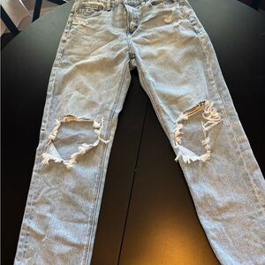 American Eagle Outfitters Light Gray Distressed Skinny Jeans